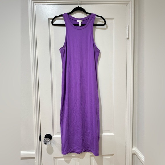 Leith purple midi dress stretch sleeveless Racerback - Picture 3 of 11
